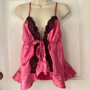 Hot Pink Open Front Lace Babydoll Top Seductivewear by Cinema Womens XL